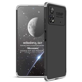 Microsonic Xiaomi Poco X4 Pro 5G Double Dip 360 Protective Siyah Gri Cep Telefonu Kılıfı