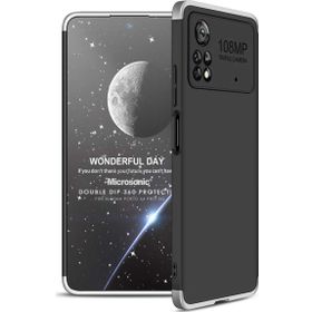 Microsonic Xiaomi Poco X4 Pro 5G Double Dip 360 Protective Siyah Gri Cep Telefonu Kılıfı