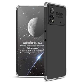 Microsonic Xiaomi Poco X4 Pro 5G Double Dip 360 Protective Siyah Gri Cep Telefonu Kılıfı