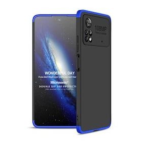 Microsonic Xiaomi Poco X4 Pro 5G Double Dip 360 Protective Siyah Mavi Cep Telefonu Kılıfı