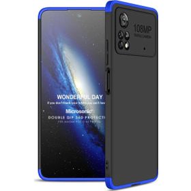 Microsonic Xiaomi Poco X4 Pro 5G Double Dip 360 Protective Siyah Mavi Cep Telefonu Kılıfı