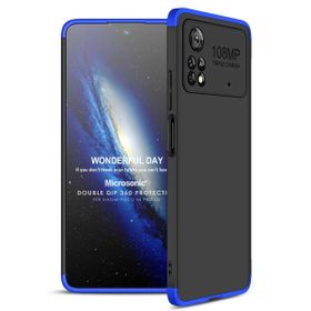 Microsonic Xiaomi Poco X4 Pro 5G Double Dip 360 Protective Siyah Mavi Cep Telefonu Kılıfı