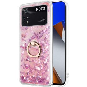 Microsonic Xiaomi Poco X4 Pro 5G Glitter Liquid Holder Pembe Kılıf