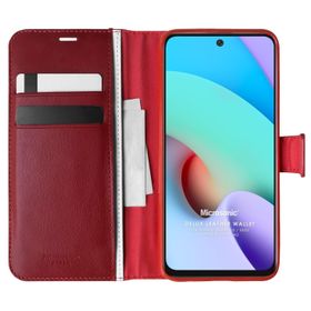 Microsonic Xiaomi Redmi 10 2022 Delux Leather Wallet Kırmızı Kılıf