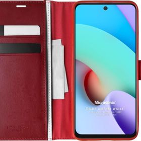 Microsonic Xiaomi Redmi 10 2022 Delux Leather Wallet Kırmızı Kılıf