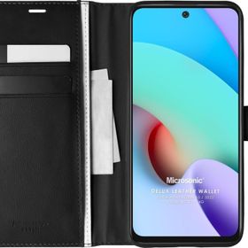 Microsonic Xiaomi Redmi 10 2022 Delux Leather Wallet Siyah Kılıf