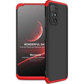 Microsonic Xiaomi Redmi 10 2022 Double Dip 360 Protective Siyah Kırmızı Kılıf