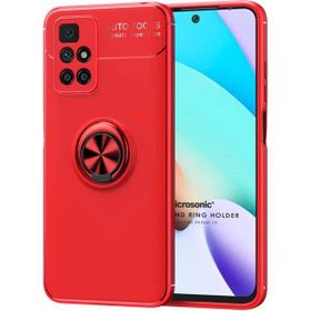 Microsonic Xiaomi Redmi 10 2022 Kickstand Ring Holder Kırmızı Kılıf