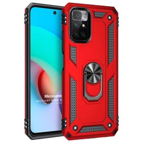 Microsonic Xiaomi Redmi 10 2022 Military Ring Holder Kırmızı Kılıf