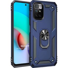 Microsonic Xiaomi Redmi 10 2022 Military Ring Holder Lacivert Kılıf