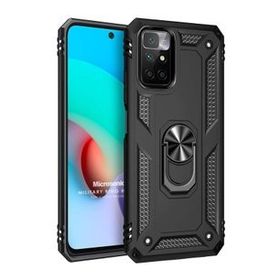 Microsonic Xiaomi Redmi 10 2022 Military Ring Holder Siyah Kılıf