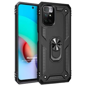 Microsonic Xiaomi Redmi 10 2022 Military Ring Holder Siyah Kılıf