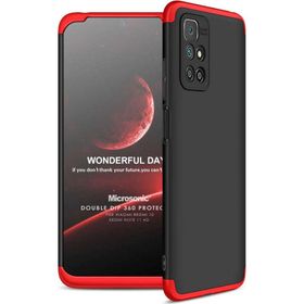 Microsonic Xiaomi Redmi 10 Double Dip 360 Protective Siyah Kırmızı Kılıf