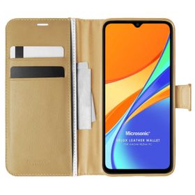 Microsonic Xiaomi Redmi 10A Delux Leather Wallet Gold Cep Telefonu Kılıfı