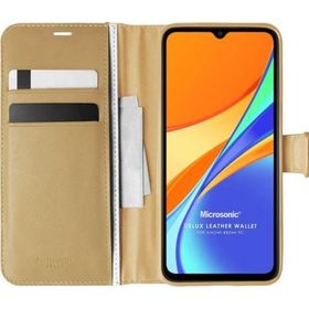 Microsonic Xiaomi Redmi 10A Delux Leather Wallet Gold Cep Telefonu Kılıfı