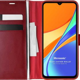 Microsonic Xiaomi Redmi 10A Delux Leather Wallet Kırmızı Cep Telefonu Kılıfı