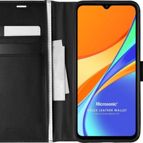 Microsonic Xiaomi Redmi 10A Delux Leather Wallet Siyah Kılıf