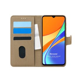 Microsonic Xiaomi Redmi 10A Fabric Book Wallet Gold Cep Telefonu Kılıfı