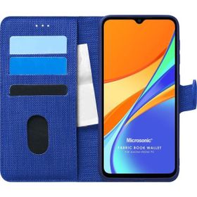 Microsonic Xiaomi Redmi 10A Fabric Book Wallet Lacivert Cep Telefonu Kılıfı