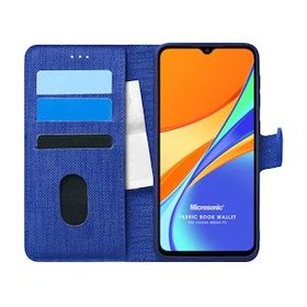 Microsonic Xiaomi Redmi 10A Fabric Book Wallet Lacivert Cep Telefonu Kılıfı
