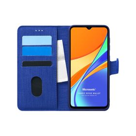 Microsonic Xiaomi Redmi 10A Fabric Book Wallet Lacivert Cep Telefonu Kılıfı