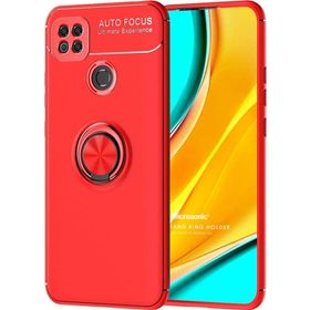 Microsonic Xiaomi Redmi 10A Kickstand Ring Holder Kırmızı Cep Telefonu Kılıfı