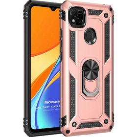 Microsonic Xiaomi Redmi 10A Military Ring Holder Rose Gold Cep Telefonu Kılıfı