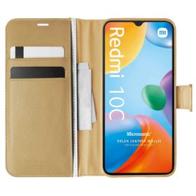 Microsonic Xiaomi Redmi 10C Delux Leather Wallet Gold Kılıf