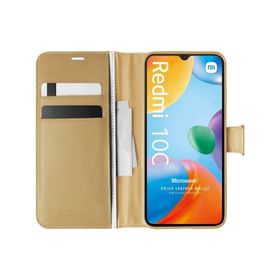 Microsonic Xiaomi Redmi 10C Delux Leather Wallet Gold Kılıf