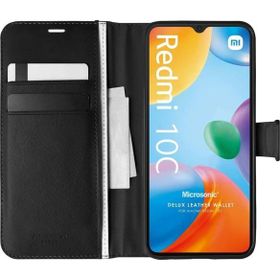 Microsonic Xiaomi Redmi 10C Delux Leather Wallet Siyah Kılıf