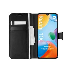 Microsonic Xiaomi Redmi 10C Delux Leather Wallet Siyah Kılıf