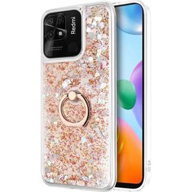 Microsonic Xiaomi Redmi 10C Glitter Liquid Holder Gold Kılıf