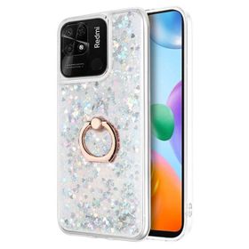 Microsonic Xiaomi Redmi 10C Glitter Liquid Holder Gümüş Kılıf