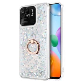 Microsonic Xiaomi Redmi 10C Glitter Liquid Holder Gümüş Kılıf