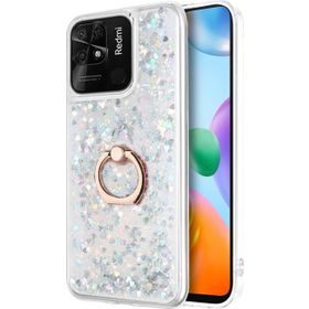 Microsonic Xiaomi Redmi 10C Glitter Liquid Holder Gümüş Kılıf