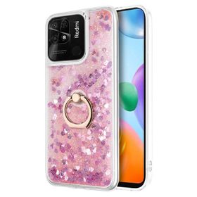 Microsonic Xiaomi Redmi 10C Glitter Liquid Holder Pembe Kılıf