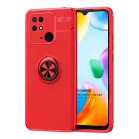Microsonic Xiaomi Redmi 10C Kickstand Ring Holder Kırmızı Kılıf