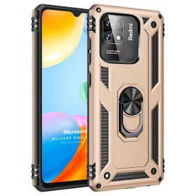 Microsonic Xiaomi Redmi 10C Military Ring Holder Gold Kılıf