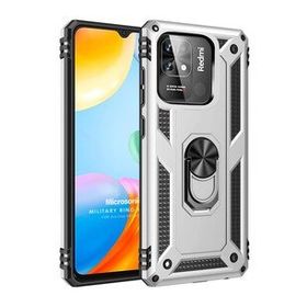Microsonic Xiaomi Redmi 10C Military Ring Holder Gümüş Kılıf