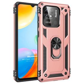 Microsonic Xiaomi Redmi 10C Military Ring Holder Rose Gold Kılıf