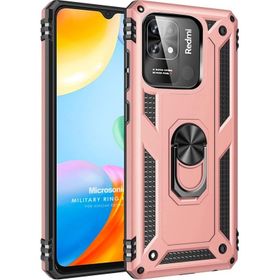 Microsonic Xiaomi Redmi 10C Military Ring Holder Rose Gold Kılıf