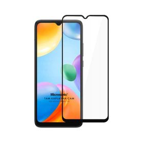 Microsonic Xiaomi Redmi 10C Tam Kaplayan Temperli Siyah Cam Ekran Koruyucu