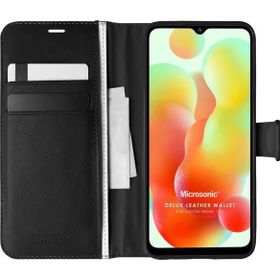 Microsonic Xiaomi Redmi 12C Delux Leather Wallet Siyah Kılıf
