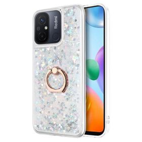 Microsonic Xiaomi Redmi 12C Glitter Liquid Holder Gümüş Kılıf