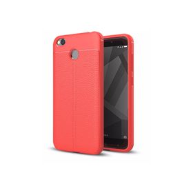 Microsonic Xiaomi Redmi 4x Suni Deri Dokulu Silikon Kırmızı Kılıf