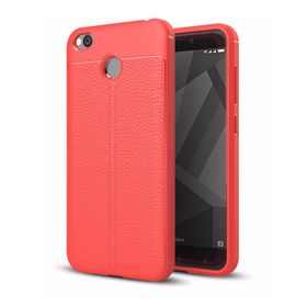 Microsonic Xiaomi Redmi 4x Suni Deri Dokulu Silikon Kırmızı Kılıf