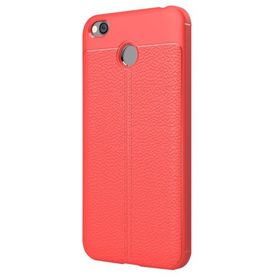 Microsonic Xiaomi Redmi 4x Suni Deri Dokulu Silikon Kırmızı Kılıf