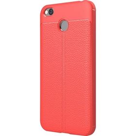 Microsonic Xiaomi Redmi 4x Suni Deri Dokulu Silikon Kırmızı Kılıf