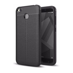 Microsonic Xiaomi Redmi 4x Suni Deri Dokulu Silikon Siyah Kılıf