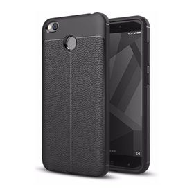 Microsonic Xiaomi Redmi 4x Suni Deri Dokulu Silikon Siyah Kılıf